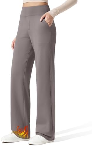 G4Free EverGoing Fleece Lined Wide Leg Pants for Women Dressy Work Casual