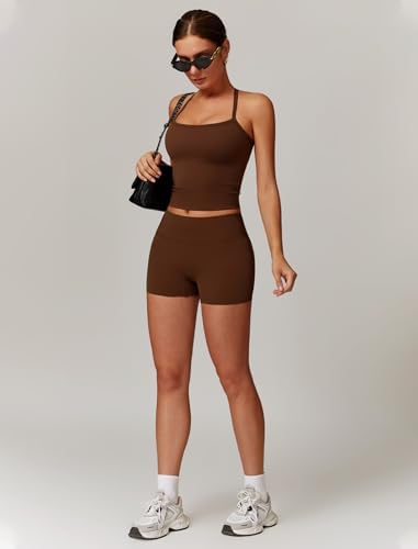 QBGJTD Two Piece Workout Sets For Women Tank Top Matching High Waist Booty Lifting Shorts Gym Yoga Active Wear Outfits