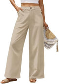 Bsubseach Womens Cotton Linen Pants Wide Leg Work Casual Pants