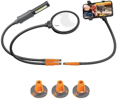 WORK IQ TOOLS IQ Connect | Hands-Free Accessory System with 3 Bench Mounts | Includes Magnifying Glass, Rechargeable Work Light & Cell Phone Holder | Work Bench Accessories Compatible with IQ Vise