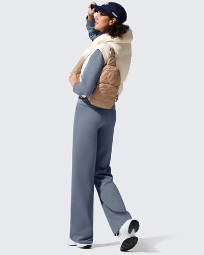 G4Free EverGoing Fleece Lined Wide Leg Pants for Women Dressy Work Casual