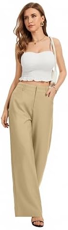 FUNYYZO Wide Leg Dress Pants for Women Work Slacks Business Casual Outfits