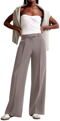 NIMIN Women Wide Leg Work Pants High Waisted Dress Trousers with Pockets