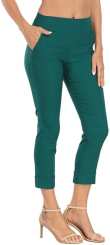 HDE Pull On Capri Pant for Women w/Pockets Elastic Waist Cropped Work Pant