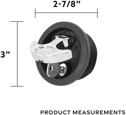 Whitecap S-0226BC T-Handle Latch with Keyed Lock - Black 3" Diameter