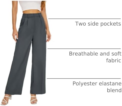 KICZOY Women Casual Wide Leg Dress Pants High Waist Lightweight Flowy Pants