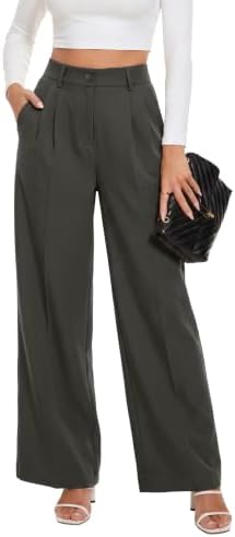 KICZOY Women Casual Wide Leg Dress Pants High Waist Lightweight Flowy Pants