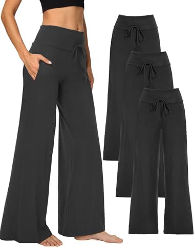 Showitty Wide Leg Pants for Women with Pockets, High Waist Yoga Lounge