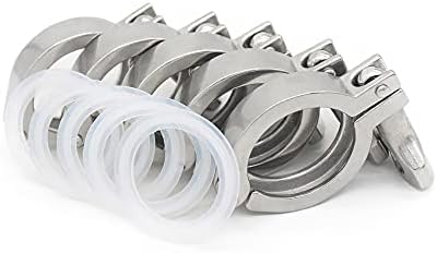QiiMii 13MHHM Stainless Steel 304 Single Pin Heavy Duty Tri Clamp with Wing Nut for Ferrule TC 1.5"(5 Pack) (1.5 Inch)