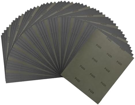 50Pcs Sand Paper 9x11Inch 400Grit Silicon Carbide Sandpaper Sheets
