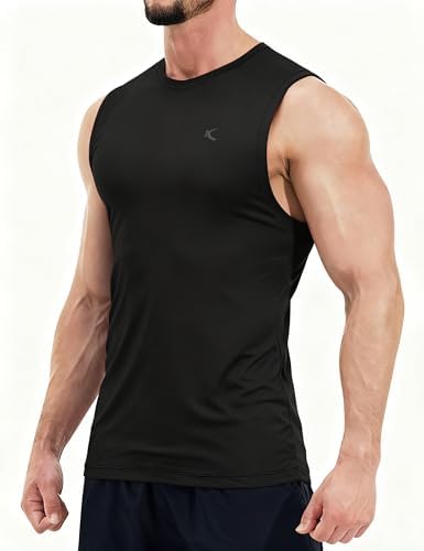 KPSUN Men's Quick Dry Workout Tank Top Summer Beach Shirt | UPF 50+ Sleeveless Gym Muscle Shirt with Hidden Pocket for Keys. Ideal for Gym Training, Outdoor Running, And Beach Workouts