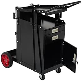 Welder Cart with Drawers and Cabinet, Heavy Duty Welding Cart with Safety Chains and Cylinder Slots for Mig/Tig Welder and Plasma Cutter,220 LB Weight Capacity