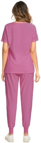 COZYFIT Scrubs for Women Set - Stretch V-Neck & Jogger Pant with 9 Pockets