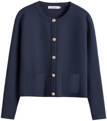 ANRABESS Women's Button Down Cropped Striped Cardigan Sweaters
