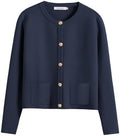 ANRABESS Women's Button Down Cropped Striped Cardigan Sweaters