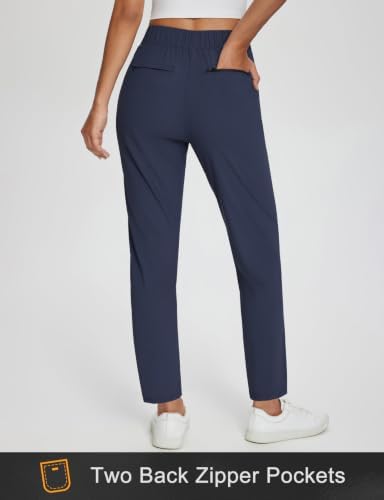 baleaf Womens Business Casual Pants Stretch Travel Pants On Airport with Zipper Pockets Dressy Slacks Golf Work Pull on