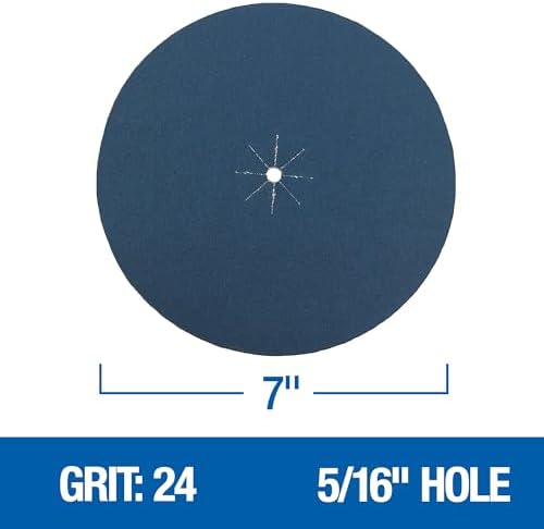 Mercer Industries 409024 Zirconia Cloth Floor Sanding Edger Discs, 7" x 5/16" Hole, Grit 24X (25 pack)