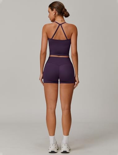 QBGJTD Two Piece Workout Sets For Women Tank Top Matching High Waist Booty Lifting Shorts Gym Yoga Active Wear Outfits
