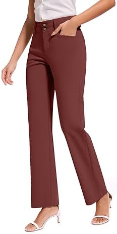 KICZOY Women Dress Pants Stretch Business Straight Leg with Pockets Wear to Work Casual 2026 Suitpants