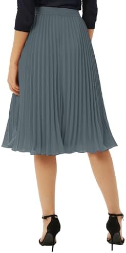 GRACE KARIN Pleated Midi Skirt for Women Chiffon A-Line Outfits