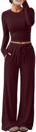Trendy Queen Women's 2 Piece 2026 Fall Fashion Lounge Set with Pockets