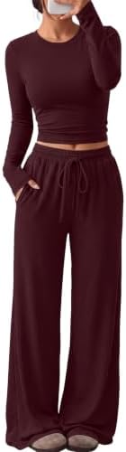 Trendy Queen Women's 2 Piece 2026 Fall Fashion Lounge Set with Pockets