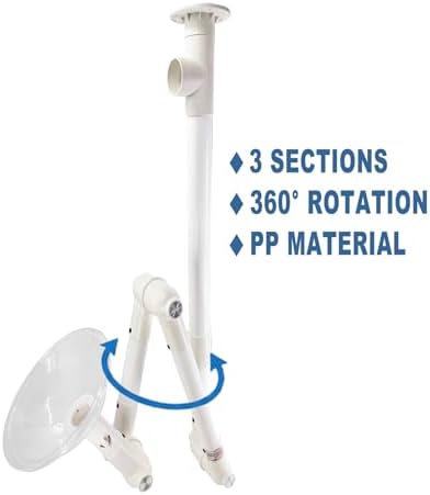 Universal Fume Extractor Arm 90mm 110mm Compatible, 3-Section 360° Rotatable Lab Fume Hood Snorkel, Ceiling or Wall Mountable for Lab,Moxibustion, Soldering, Industrial (White-Transparent)
