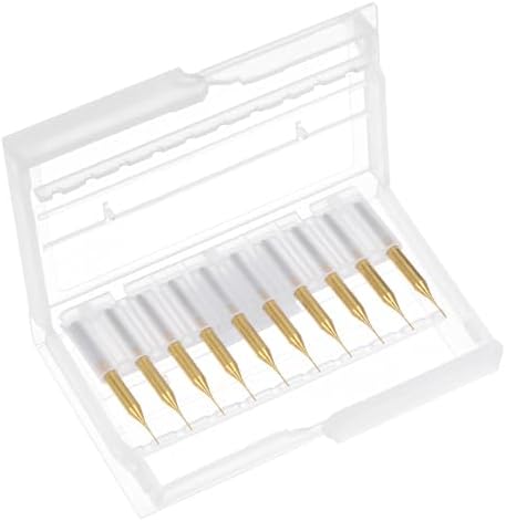 uxcell 10Pcs 0.4mm Titanium Coat Carbide End Mill Engraving Milling Cutter CNC Router Bits for PCB Machine, 1/8" Shank