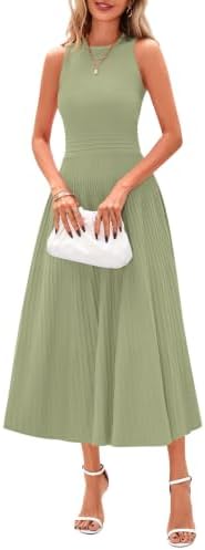 PRETTYGARDEN Women's Summer Pleated Midi Work Dress