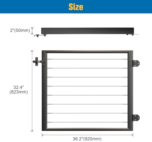 Outdoor Gate Integrated Welding Cable Railing Gate for Wood Metal Cable Railing System Stainless Steel Fence Gate (Left Hand in Swing, Black)