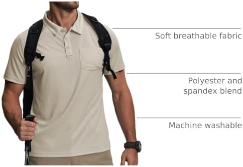 ZITY 5 Pack Polo Shirts for Men with Pocket Dry Quickly Short Sleeve Athletic Outdoor Work Collared Shirts