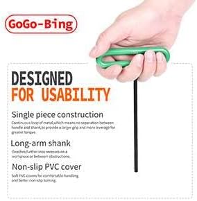 GogoBing Cushion Grip Hex T-Key Torx Key Wrench Set - 8pc set Torx Sizes T9, T10, T15, T20, T25, T27, T30, T40, Green.
