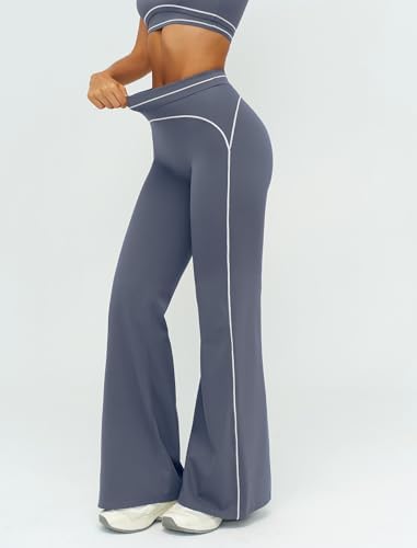 ABOCIW Two Piece Workout Sets for Women Racerback Tank Top Matching High Waist Wide Leg Yoga Pants Pilates Outfits
