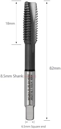 Tools M12 x 1.75 Spiral Point Threading Tap, Metric Machine Threading Tap High Speed Steel Cobalt(HSSCo) with AlTiN Coating, Round Shank with Square End， H2 Tolerance, 2pcs