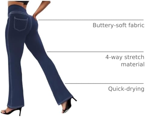 VOOVEEYA Women's Bootcut Leggings - Bootleg Yoga Pants Flare with 4 Pockets