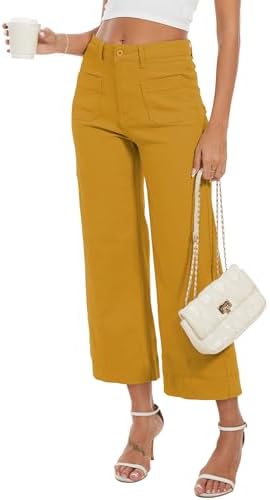 Wide Leg Jeans for Women Trendy High Waisted Flare Jeans Cropped Pants Stretchy Baggy