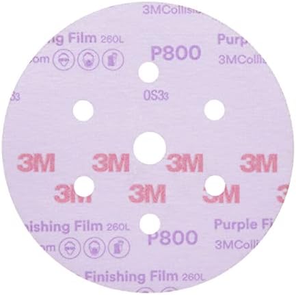 3M 30770 Hookit Purple 6" P800 Grit Dust-Free Finishing Film Disc