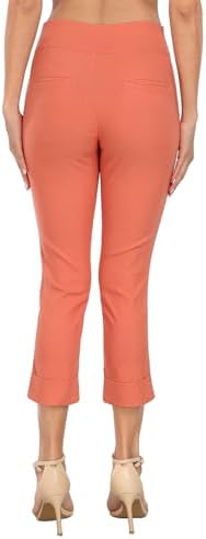 HDE Pull On Capri Pant for Women w/Pockets Elastic Waist Cropped Work Pant