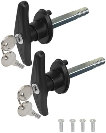 Truck Cap T-Handle Lock for Camper Shell Replacement Locking Latch Parts, Truck Bed Topper Door Locking Accessories Kit with Keys - L&R