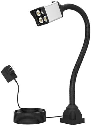 2026 LED Work Light, Flexible Gooseneck Lamp, 2000 Lumen Machine Light for Lathe CNc Milling Drill Press Sewing Machine IndustrialLighting,120V (BASE FIX)