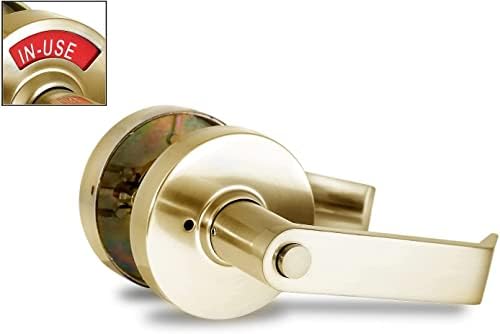 VIZILOK ADA Compliant, Single Egress Indicator Privacy Lock C5FD-L Durable ANSI Grade 2 comp Commercial LeftHanded Non Reversible in-Use or Vacant Push Button Lever - Satin Brass