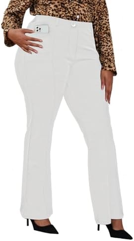 DGD Wrinkle-Free Stretch Dress Pants Plus Size for Women Pull-on Pant Ease into Comfort Office Pant