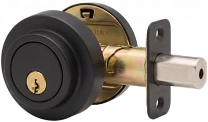 Copper Creek Contemporary Single Cylinder Deadbolt, Round Matte Black Deadbolt Lock, ANSI Grade 3 Security