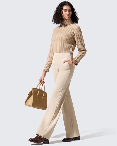 G4Free EverGoing Fleece Lined Wide Leg Pants for Women Dressy Work Casual