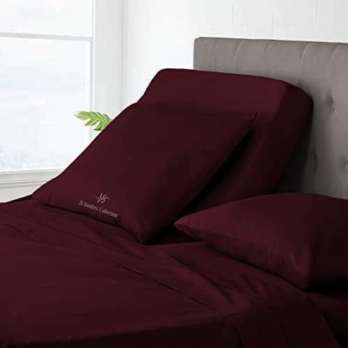JS Sanders Collection Split Head Sheet Set Cal. King Size,Wine