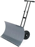 VINGLI 36‑Inch Snow Pusher with Wheels, Metal Snow Shovel for Driveway
