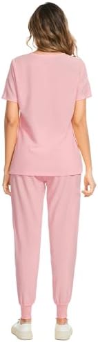 COZYFIT Scrubs for Women Set - Stretch V-Neck & Jogger Pant with 9 Pockets