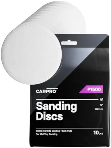 CARPRO Sanding Discs - Silicon Carbide Sanding Foam Pads, Remove Paint Defects While Keeping OEM Appearance, Wet or Dry Sanding - P1500 - (3" Pack of 10)