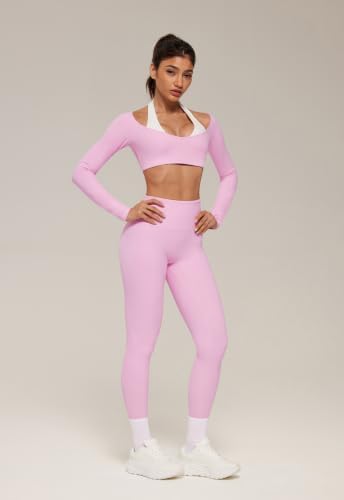 SUUKSESS Women 2 Piece Workout Sets Double Layer Padded Pilates Outfits