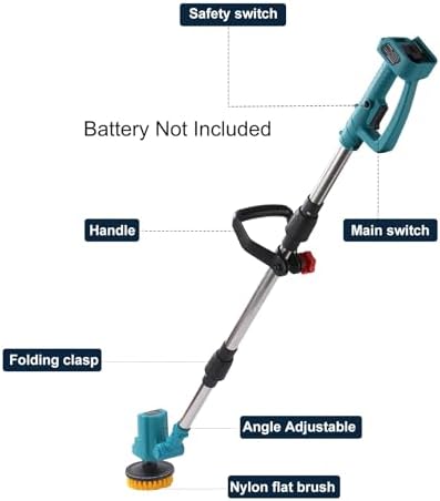 Electric Spin Scrubber for Makita 18V Battery, Extra Long Foldable 1800RPM Cleaning Brush